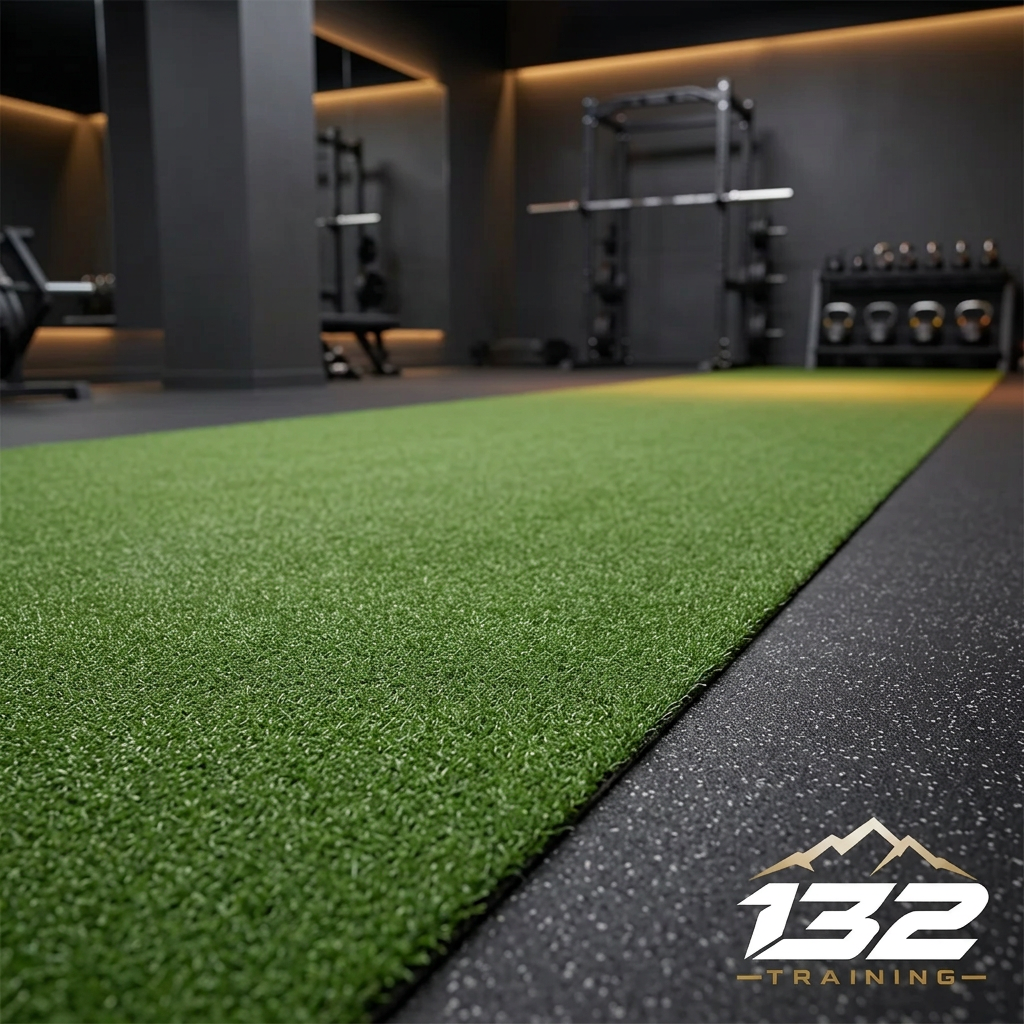 Césped deportivo de 10 mm instalado en una zona funcional de gimnasio